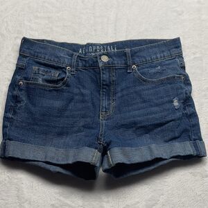 Aeropostale Shorts Womens Denim Jean Boyfriend Midi Roll Cuffs Distressed Sz 4
